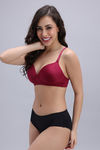 Zivame Shimmering Secrets Padded Non Wired 3/4Th Coverage T-Shirt Bra - Red Plum — thumbnail 4